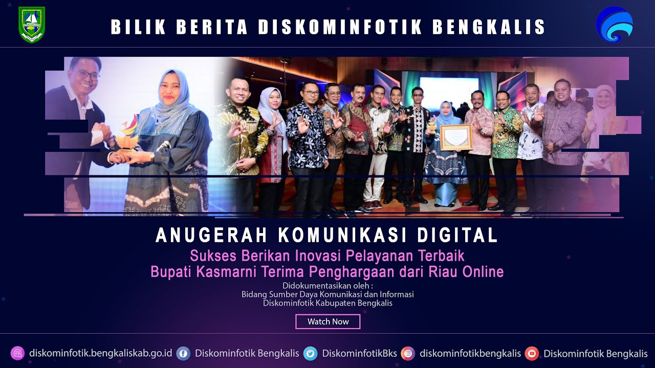 Sukses Berikan Inovasi Pelayanan Terbaik, Bupati Kasmarni Terima Penghargaan dari Riau Online Desa Senggoro